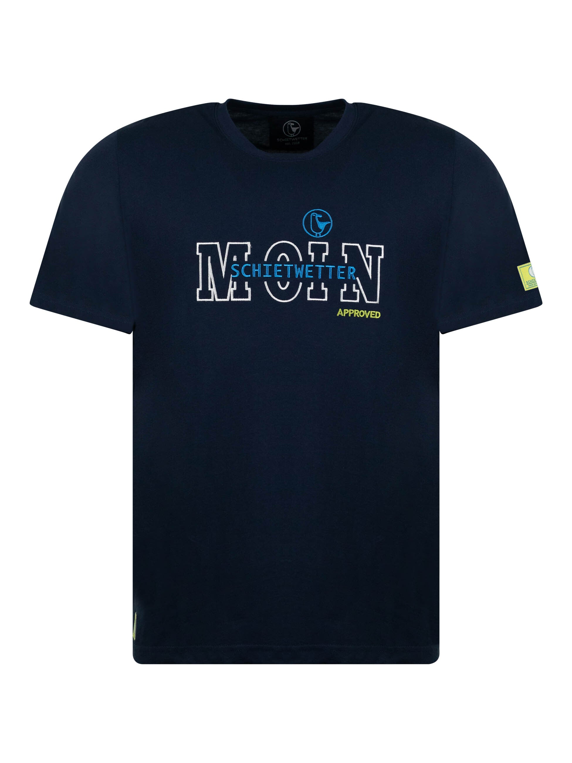 SCHIETWETTER Herren T-Shirt "Fabian" – 100% Baumwolle, Lässiger Logo-Print, Luftig & Sommerleicht